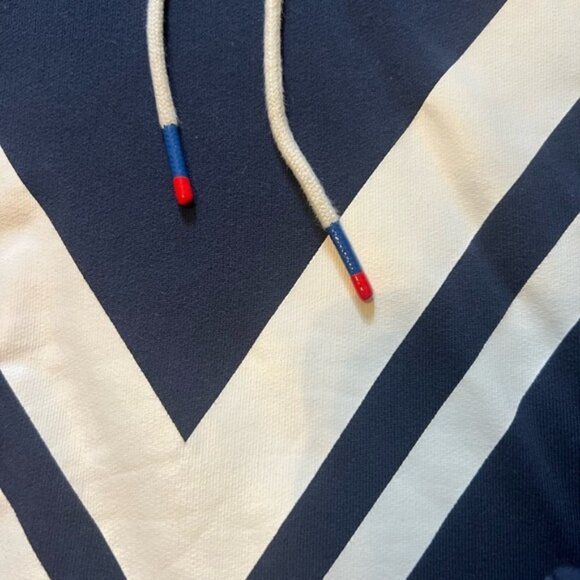 TORY BURCH FRENCH TERRY CHEVRON HOODIE IN TORY NAVY/SNOW WHITE - Picture 4 of 8